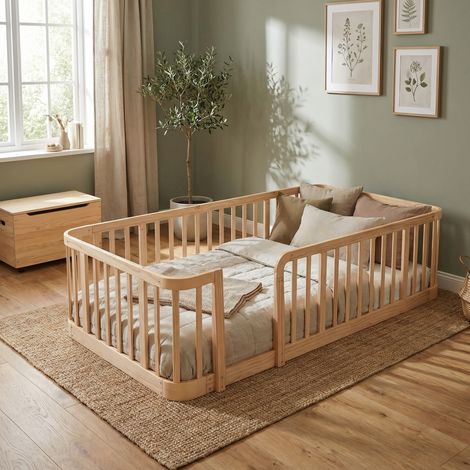 Meuble rangement enfant modulable 90x200 bois naturel HAVRYA (1/5)