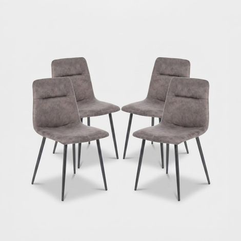 Set aus 4 Design-Esszimmerstühlen aus Kunstleder und Metall Tia - Grau