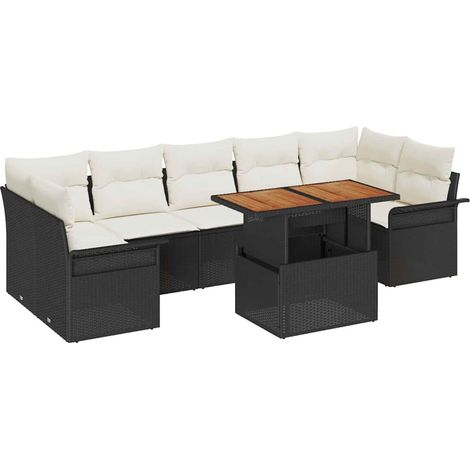 Garden Sofa Set with Storage 8 pcs Black Poly rattan vidaXL