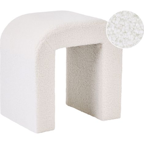 Puf otomana moderno en forma de U tapizado en bouclé estilo rústico retro blanco crema Estes