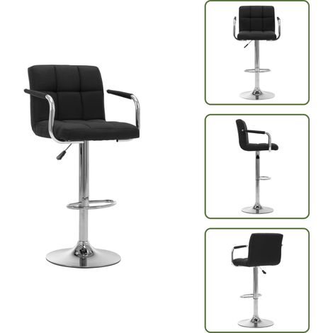 Chaise de bar Noir Tissu - Chaises De Bar - Tabouret De Bar - Chaise Contemporaine - Chaise Noire - Chaise Ajustable (1/5)