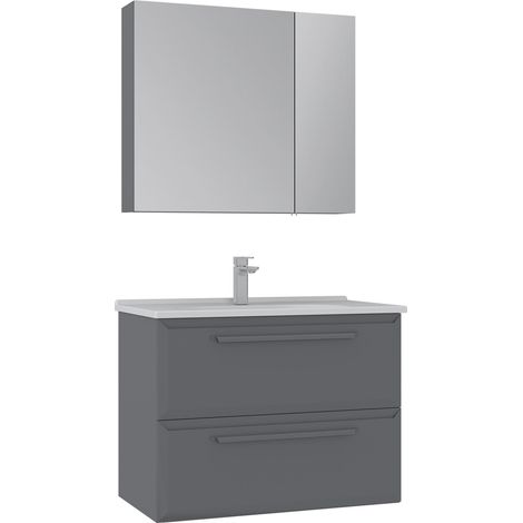 Waschtisch-Set mit Spiegel (2-teilig) "Nuvola 80 v2" – 80 x 50 x 62 cm – Grau (1/3)