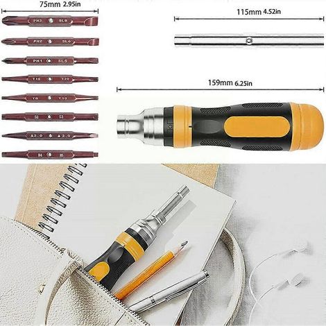 Jeu de 8 tournevis de sécurité inviolables à tête magnétique robuste, outil à main, embouts de perçage Torx et hexagonaux F2V5 (1/5)