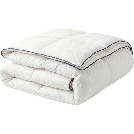 Edredón blanco funda de algodón relleno de microfibra tamaño individual 155 x 220 cm acolchado lavable a máquina Teleno