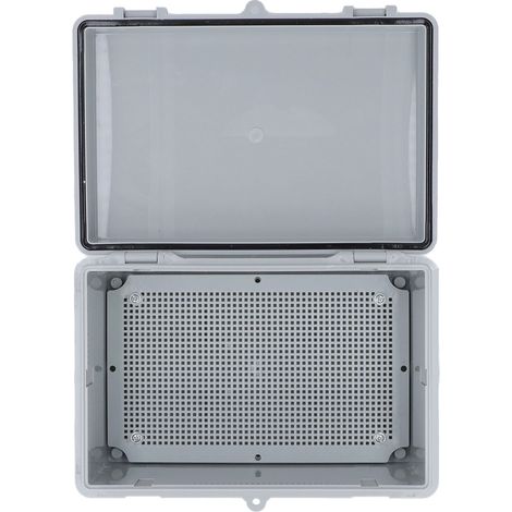 Boîtier électrique étanche extérieur avec charnière et clip de fixation (11,4" x 7,5" x 5,5"). Boîtier de jonction universel étanche IP67 pour extérieur, boîtier électrique DIY en plastique ABS gris. (1/5)