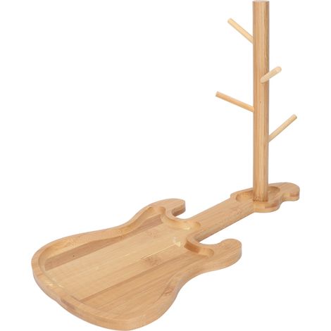 Porte-clés mural en bois forme guitare, organisateur de bijoux et clés pour table de chevet, support décoratif moderne chambre, 1 pièce (1/5)