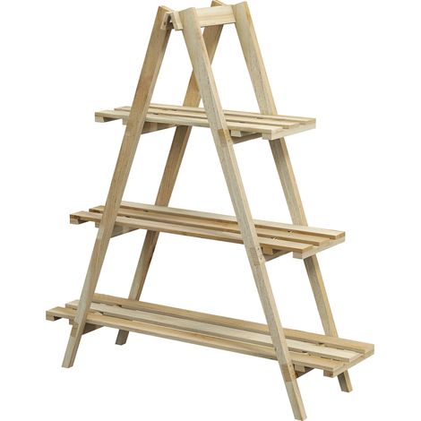 Outsunny Fioriera a Scale a 3 Livelli a Doghe in Abete Color Legno