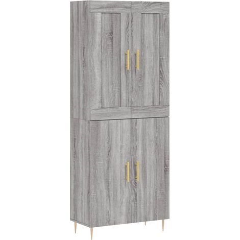 Credenza in legno multistrato - vidaXL Credenza Grigio Sonoma 69,5x34x180 cm in Legno Multistrato - Credenza con piedini in ferro (1/5)