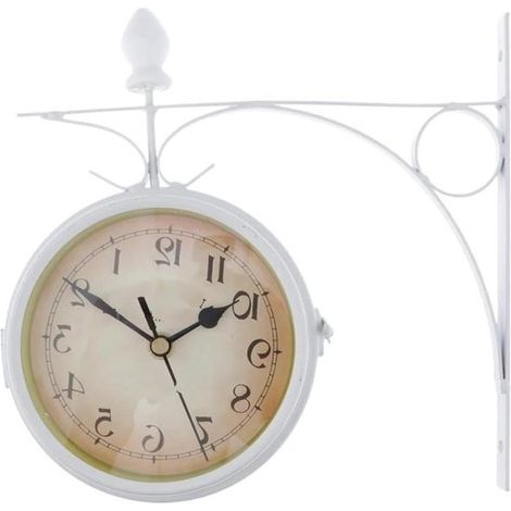 Wasserdichte Außenuhr Doppelseitige Wanduhr Gartendekoration Wetterfestes Metall 218 cm Weiß (1/5)