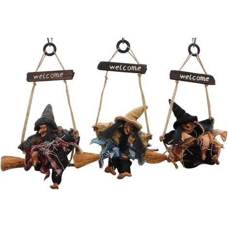 Décoration Halloween Sorcière - Ulisem - Vintage Bois - 3 Pièces - Bienvenue (1/5)