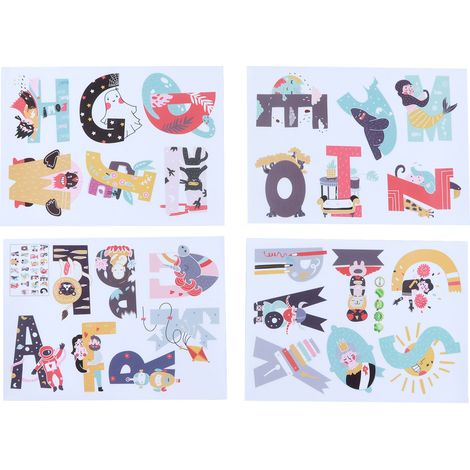 4 Autocollants Alphabet Animaux Mignons 26 Lettres Anglaises Décor Chambre Bébé Maternelle Stickers Muraux Éducatifs (1/5)