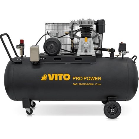 Vito – Compresseur d'air triphasé 300L 10 bar 5.5 CV – Débit 500 L/min – Protection thermique – Niveau sonore 83 dB(A)