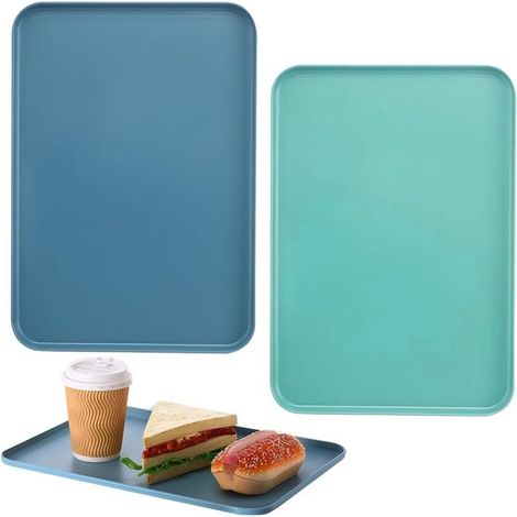 Juego de 2 bandejas rectangulares de plástico - Plato para servir en la cocina, el comedor, la cafetería y el hotel (1/5)
