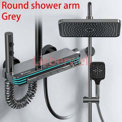 Ensemble de douche de salle de bain numérique avec musique, éclairage d'ambiance, haut-parleur Bluetooth, système de douche numérique, robinet de salle de bain chaud et froid (1/4)