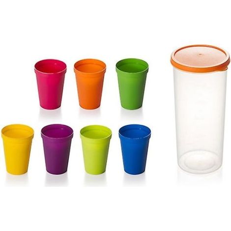 8 gobelets en plastique réutilisables arc-en-ciel, verres à boire pour voyage, jus et boissons, lot de 8 tasses colorées (1/3)