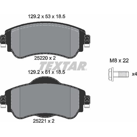 Kit de plaquettes de frein, frein à disque Textar 2522001 CITROËN 1617273280