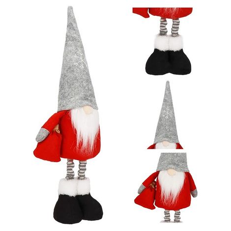 Skrzat natalizio di 42 cm, gnomo decorazione con un regalo sotto l'albero.