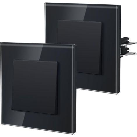 Interrupteur Mural, Interrupteur Va Et Vient Avec Griffes, Verre Interrupteur Lampe De Chevet, 1 Gang 1Way, 86mm, Noir (1/4)