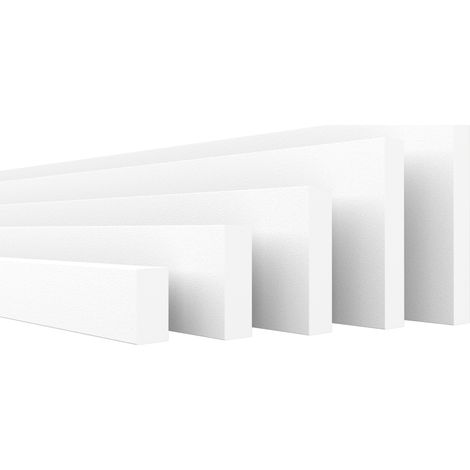 HEXIMO Flachleisten Profil Stuckleisten Wandtäfelung Wand und Deckenrahmen aus XPS Styropor: 10.2 Meter / 6 Leisten, HFL-3 - 13x55 mm