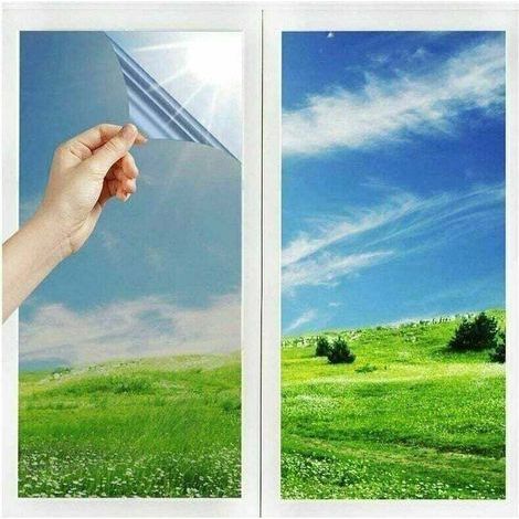 Sonnenschutzfolie, selbstklebende Sonnenschutzfolie, Verdunkelungsfolie, Wärmedämmung, 99 % UV-Schutz, blickdichte Fensterfolie, Silber – 40 x 400 cm – F (1/5)