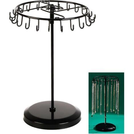 Porte Bijoux Rotatif en Métal, Présentoir à Bijoux avec 23 Crochets, Etagère à Bijoux, Support à Bijoux, pour Colliers, Bracelets, Bagues, Boucles D'oreilles, Noir (1/5)