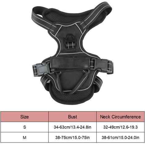 Doppellagiges Hundegeschirr, verstellbar, aus atmungsaktivem, reflektierendem Netzgewebe, ausbruchsicher, für Outdoor-Wanderungen, schwarz, Größe M. (1/5)