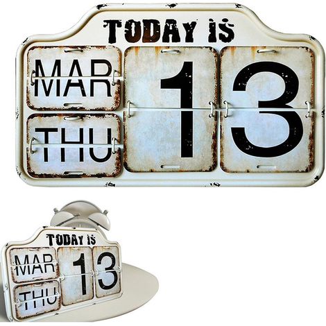 Ewiger Tischkalender – Vintage-Stil aus Eisen und PVC mit gut sichtbaren Zahlenschildern, elegante Dekoration für Büros und Arbeitsbereiche Funktionaler, wiederverwendbarer Kalender für den täglichen