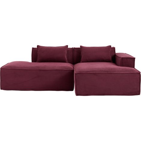 Divano in tessuto da 233 cm rosso bordeaux con 2 cuscini e molle insacchettate (1/5)