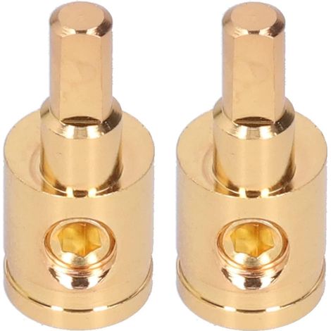 Réducteur de câble d'alimentation, connecteur de borne réducteur en cuivre pur plaqué or 0ga pour modification d'amplificateur audio de voiture (or) (2 pièces) (1/5)