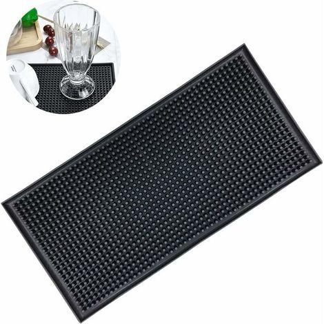 Tapis de Bar en Caoutchouc Antidérapant PVC, Noir Étanche, Cafe Silicone Tassage Tapis, Épais et Durable pour Restaurant Comptoir (30 x 15 cm), (Lushyp077) (1/5)
