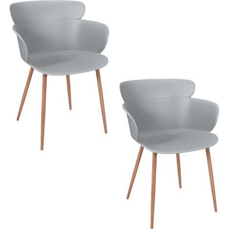 Lot de 2 fauteuils coque en polypropylène et métal LORENS (1/5)