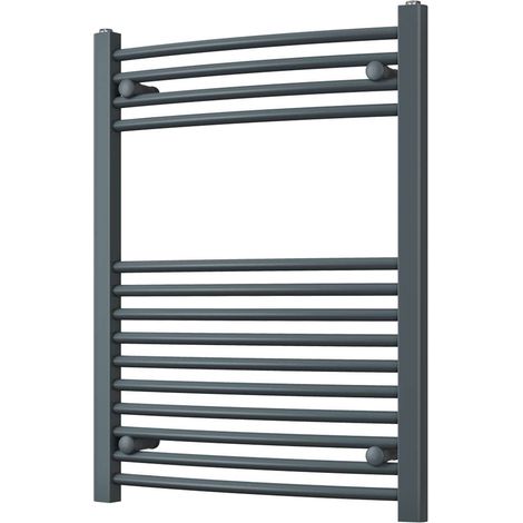 Zennor - Anthracite Heated Towel Rail - H800mm x W600mm - Curved (1/3)