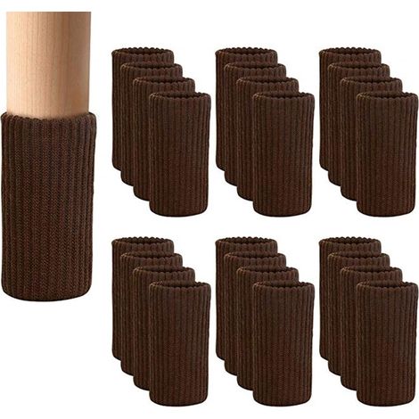 Lot de 24 chaussettes de protection pour meubles - Patins en feutre marron pour pieds de chaise - Housses élastiques et faciles à déplacer, réduisant le bruit et antidérapantesyu (1/5)