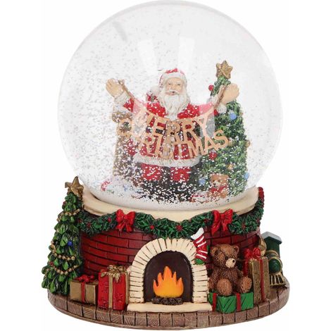 Babbo natale immerso in sfera con acqua e brillantini da 13,3x13,3x16,2 (1/4)