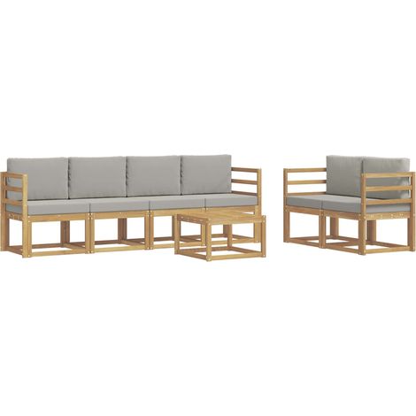 Set di divani da esterno 7 pz Bianco e Grigio Chiaro Poliestere vidaXL (1/5)