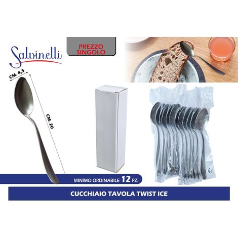 Set 12 Cucchiai da Tavola in Acciaio Inox Twist Ice Salvinelli