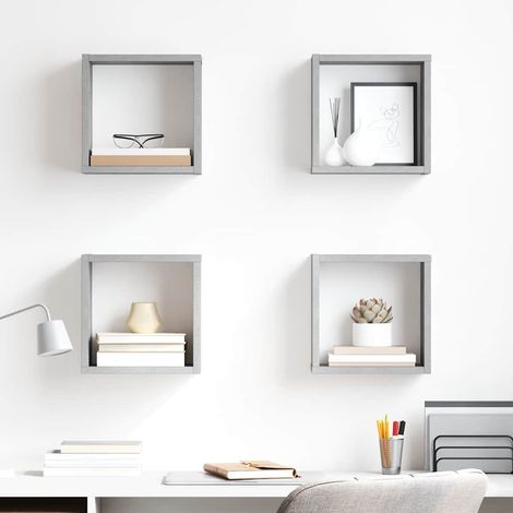 vidaXL Étagères cube murales 4 pcs Gris béton 26x15x26 cm (1/5)