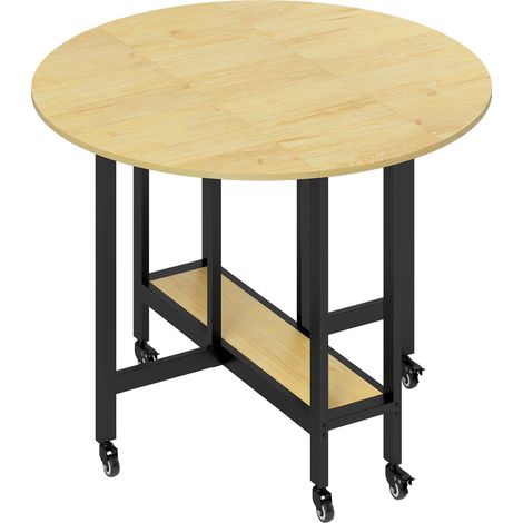 Table à manger Virelia pliable 4 places design moderne chêne et acier noir rangement intégré (1/5)