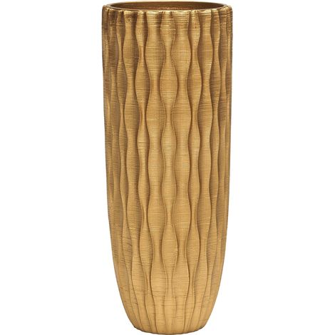 Vase décorative en fleurs 28 cm, grande vase en cuivre avec motif d'ondes d'eau, pour décoration de maison ou de bureau, décoration de table, durable, imperméable, décoration de fleurs sèches (1/5)
