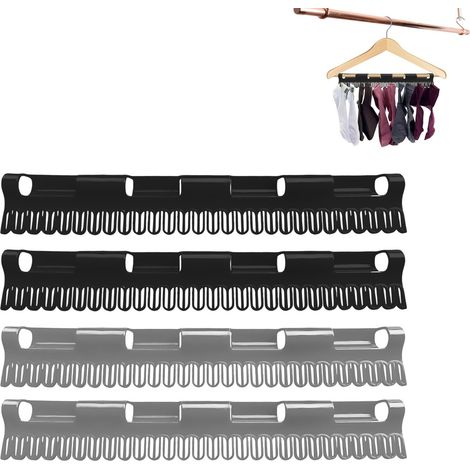 Lot de 4 crochets de suspension pour chaussettes - Séchoir à chaussettes - Coupe-vent - En plastique - Pour chaussettes, sous-vêtements, petits vêtements (noir, gris) (1/5)