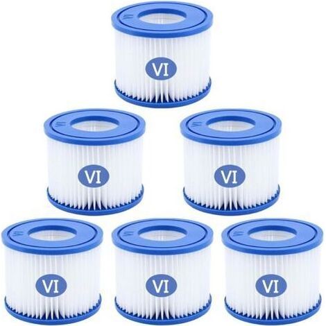 Lot de 6 cartouches filtrantes pour piscines hors-sol, compatibles avec les filtres Bestway, Intex, Lay-Z-Spa (Miami, Monaco, Vegas) et spas gonflables (1/5)