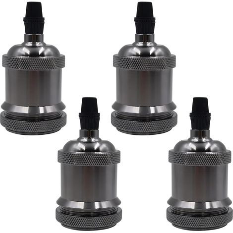 Lot de 4 douilles E27 vintage, culot E27, portalampada 250 V, 4 A, en plastique, pour plafonniers, lampadaires, suspensions, couleur noir perlé [Classe énergétique D]