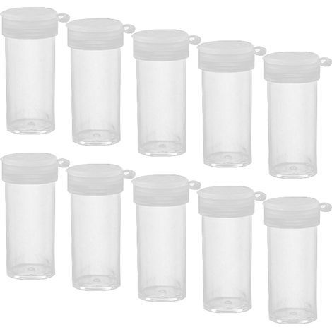 Lot de 10 mini salières en plastique, extra petites, salières en plastique avec couvercle pour les déplacements, les voyages, le camping (transparent) (1/4)