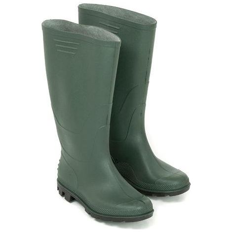 Stivali impermeabili alti altezza ginocchio in PVC verde, con suola antiscivolo nera -37 (1/4)