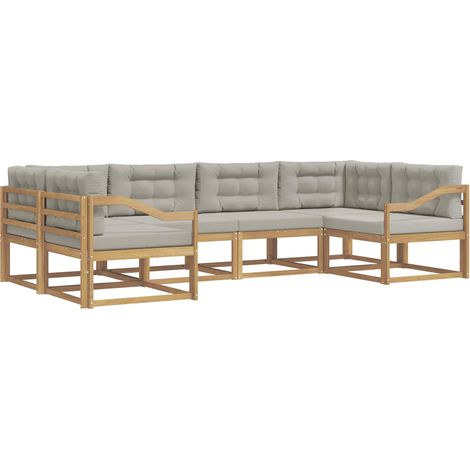 Outdoor Sofa Set with Cushion 6 pcs White and Light Grey vidaXL (1/5)