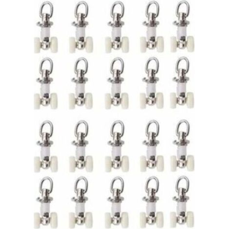 20 curtain track glider rollers, plastic double rollers, aluminum alloy, small (1/3)