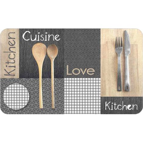Tapis de Cuisine Mousse "Cantine" 45x75cm Gris (1/2)