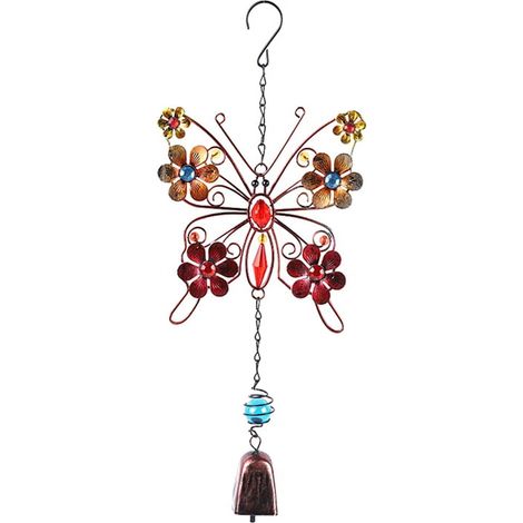 Clochette À Vent Papillon - Cadre En Métal - Décoration Intérieure Et Extérieure - Idéal Pour Jardin Terrasse Maison - 1 Pièce (1/5)