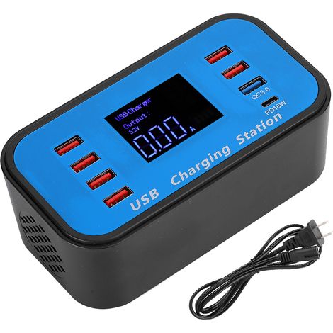 Station de charge murale 8 ports USB 3.0, adaptateur secteur 100-240V, prise américaine (1/5)