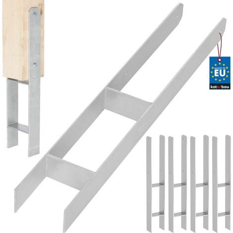 KOTARBAU® Kotarbau® Support de Poteau À Sceller - Support Poteau Bois en H 90x600 mm Lot de 4 - Pied de Poteau - Ancre Poteau Bois - Ancrage Poteau - Platine Poteau Bois - Acier Galvanisé - Argent (1/5)